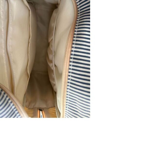 O'Beanie Striped Diaper Bag Backpack Navy White With Changing Pad - Picture 4 of 7